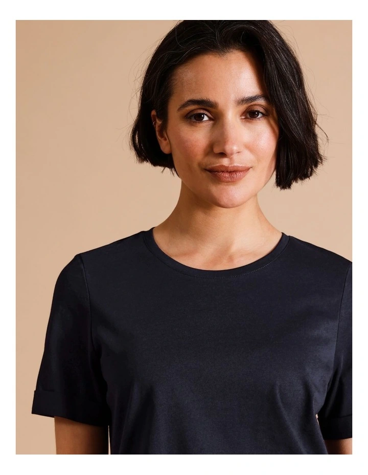 Organic Cotton Wardrobe Staple Tee In Navy image 5