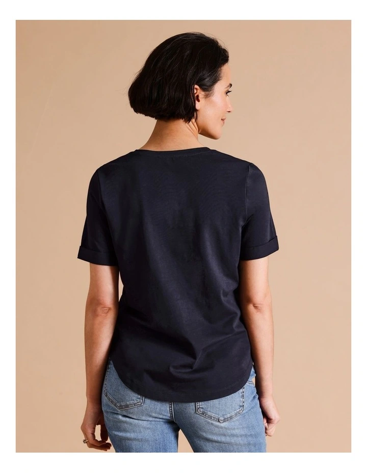 Organic Cotton Wardrobe Staple Tee In Navy image 6