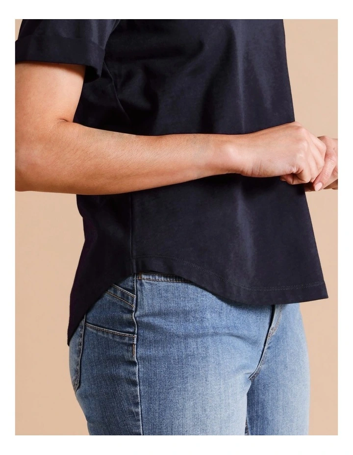 Organic Cotton Wardrobe Staple Tee In Navy image 7
