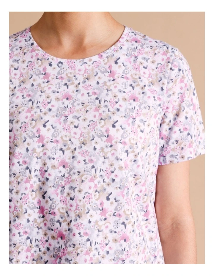 Organic Cotton Wardrobe Staple Short Sleeve Tee In Blue/ White/ Pink Ditsy Floral image 6
