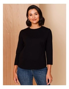 Wardrobe Staple 3/4 Sleeve Tee in Black