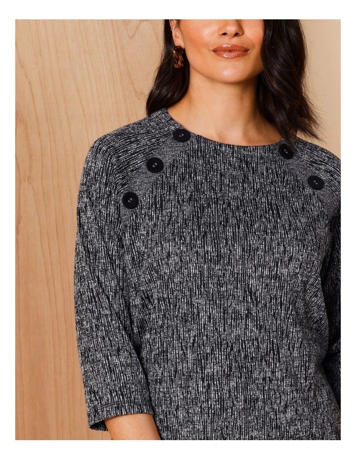 Recycled Polyester 3/4 Raglan Sleeve Tee With Insert With Buttons In Navy/White image 6