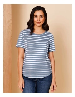 Wardrobe Staple Short Sleeve Tee In Blue/White Stripe