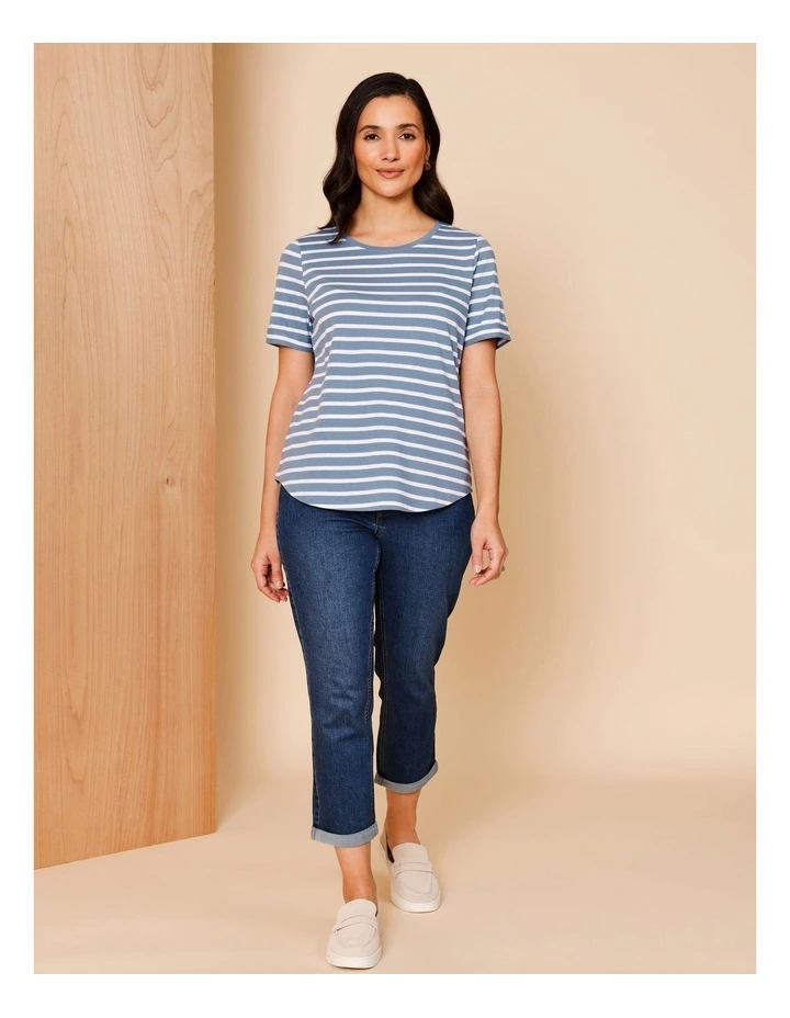 Wardrobe Staple Short Sleeve Tee In Blue/White Stripe image 2