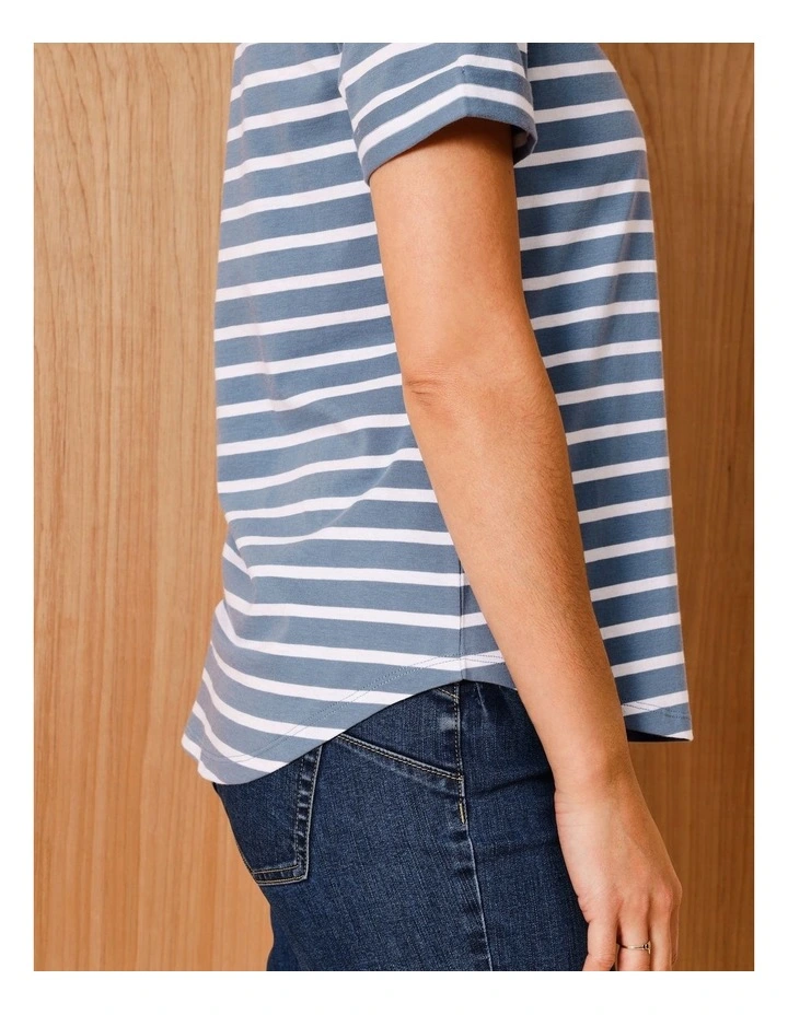 Wardrobe Staple Short Sleeve Tee In Blue/White Stripe image 3