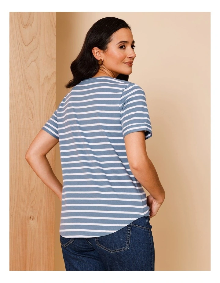 Wardrobe Staple Short Sleeve Tee In Blue/White Stripe image 4