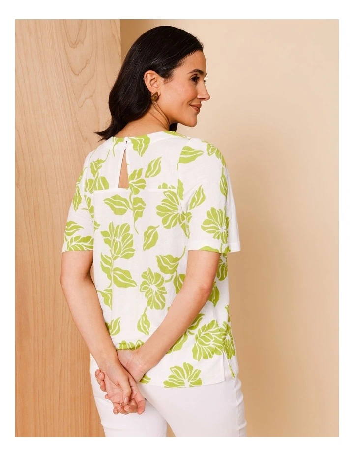 Short Bell Sleeve Tee In Lime/White Print image 4