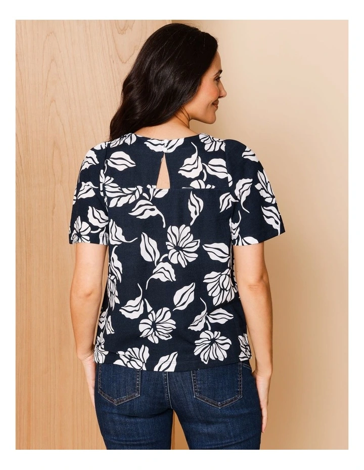 Short Bell Sleeve Tee In Navy/White Floral image 5