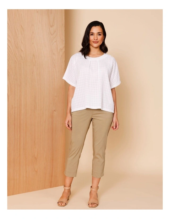 Magyar Sleeve Woven Front Tee With Tuck Neck And Knit Back In White image 2