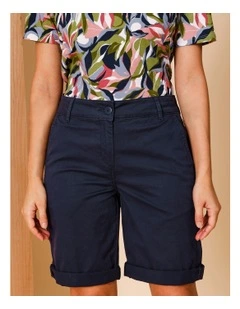Stretch Chino Short With Rolled Cuff In Navy