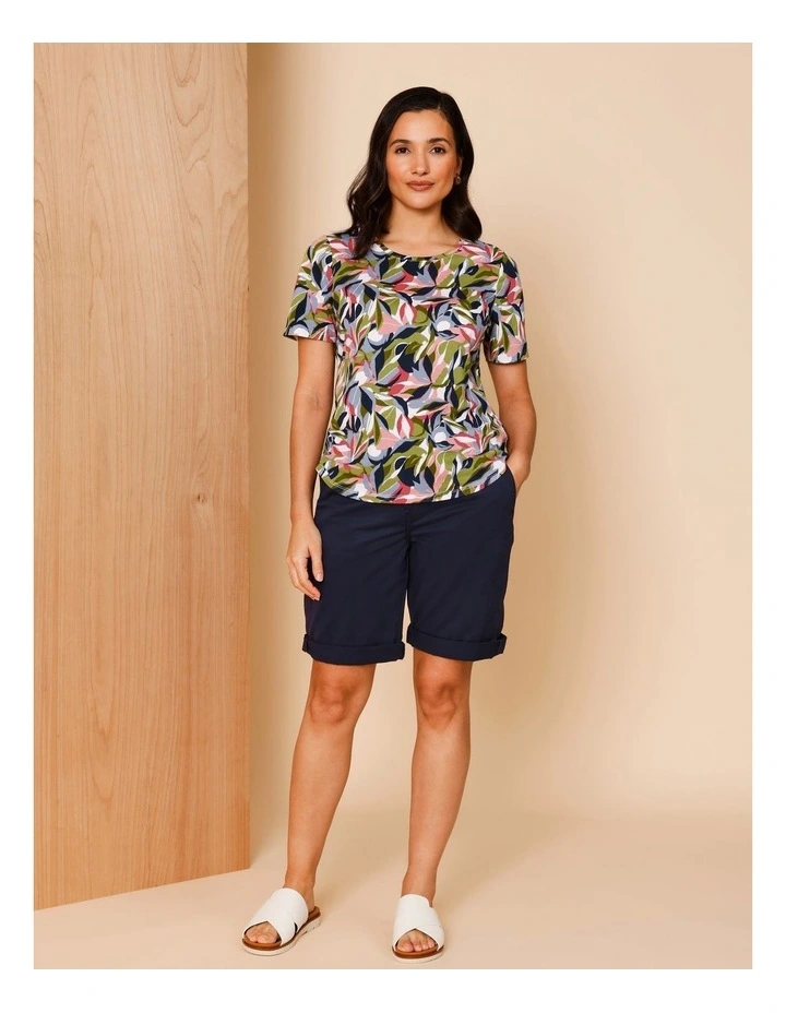 Stretch Chino Short With Rolled Cuff In Navy image 2