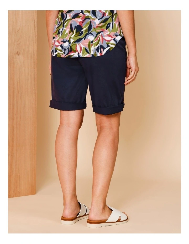 Stretch Chino Short With Rolled Cuff In Navy image 5