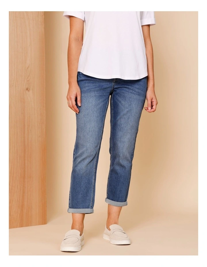 Wardrobe Staple Crop Denim Jean In Mid Blue image 1