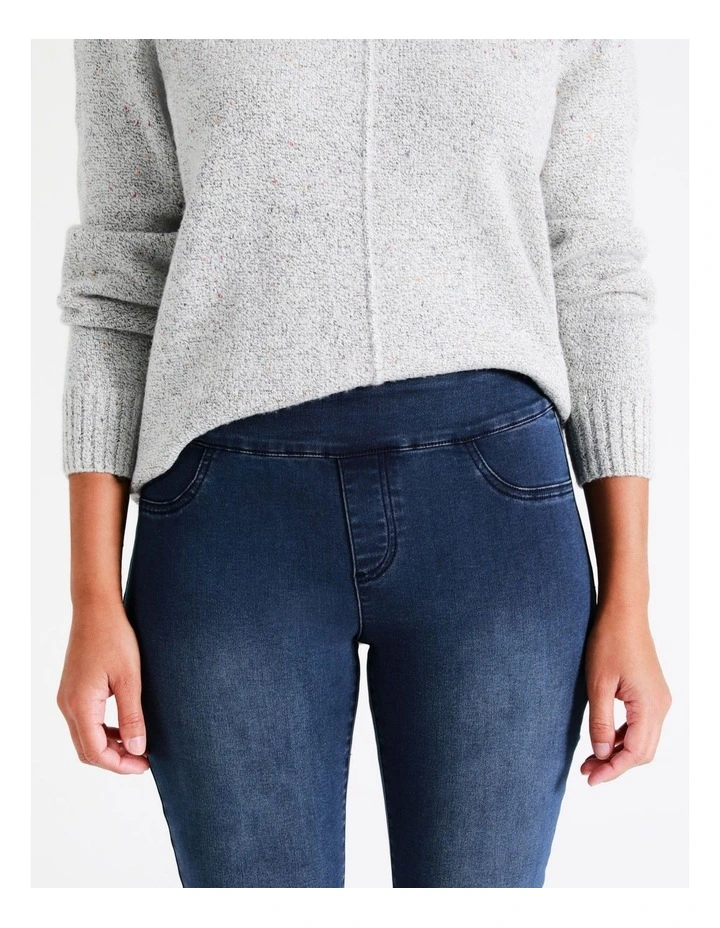 Recycled Cotton Blend Wardrobe Staple Jegging Full Leg Denim in Mid Indigo image 4