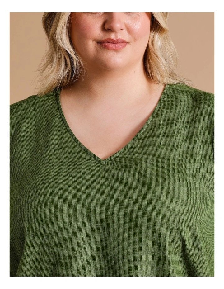 European Linen Blend Short Frill Sleeve And Hem Top In Green Crossdye image 7