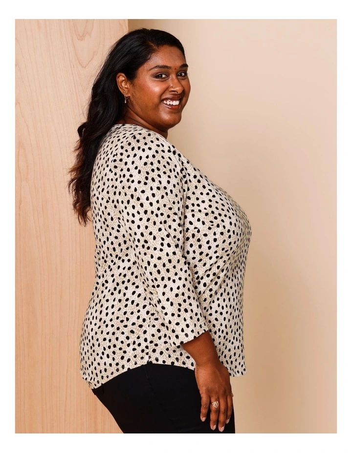 Wardrobe Staple 3/4 Sleeve Tee in Abstract Leopard Print image 2
