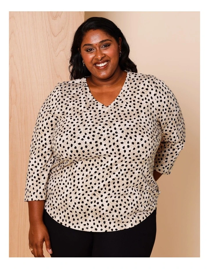 Wardrobe Staple 3/4 Sleeve Tee in Abstract Leopard Print image 5