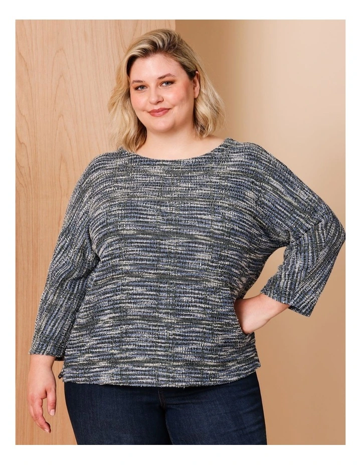 3/4 Sleeve Magyar Tee in Blues/Multi Texture image 1