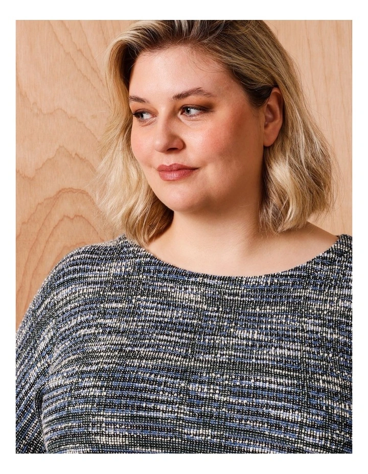 3/4 Sleeve Magyar Tee in Blues/Multi Texture image 2