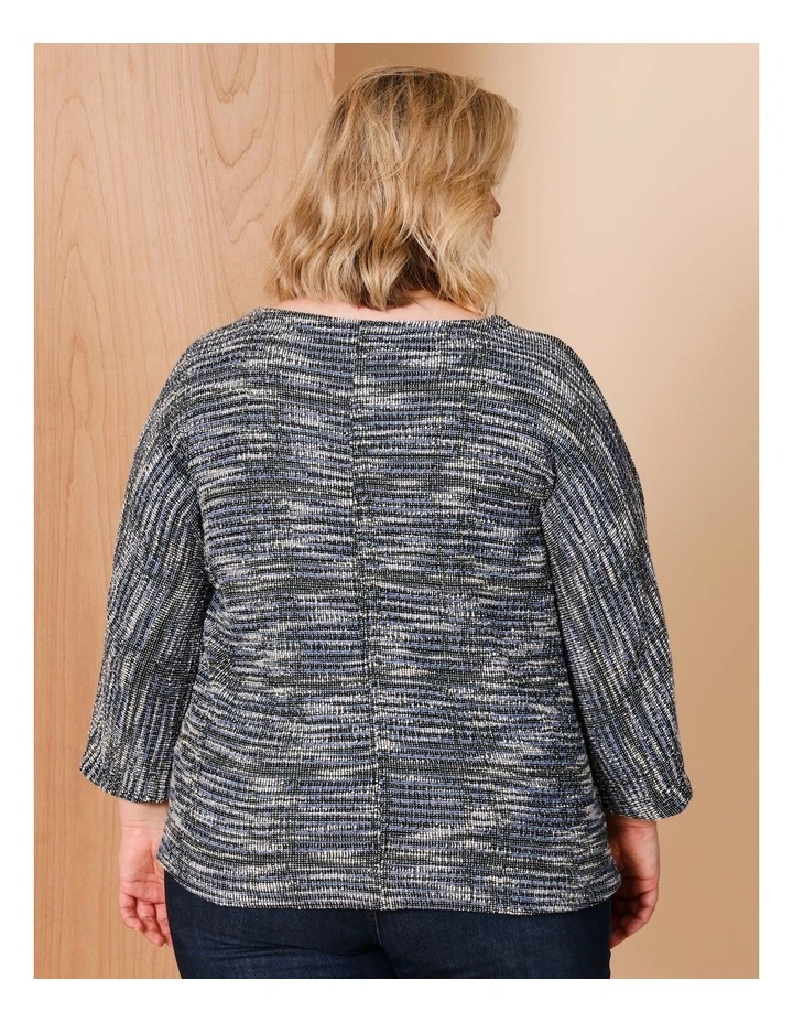 3/4 Sleeve Magyar Tee in Blues/Multi Texture image 4