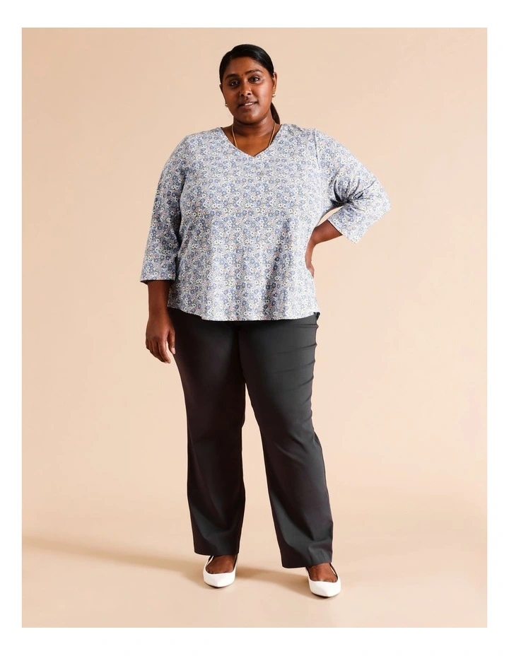 Viscose Blend Wardrobe Staple Straight F/L Pant in Charcoal image 1