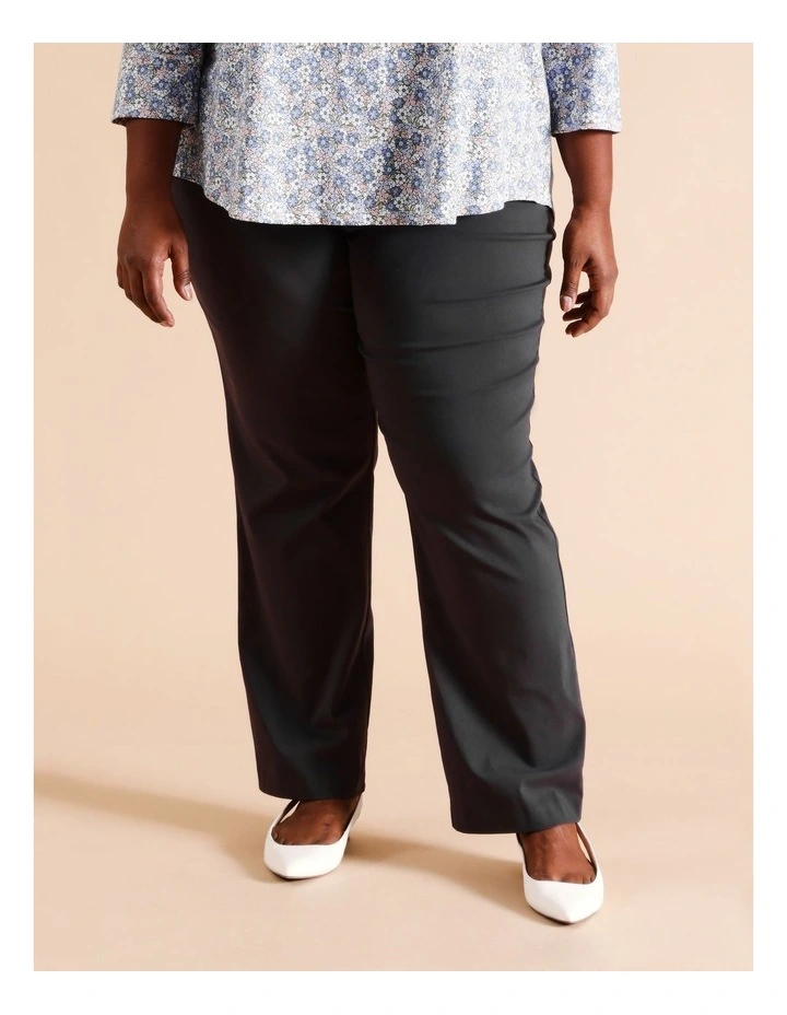 Viscose Blend Wardrobe Staple Straight F/L Pant in Charcoal image 2