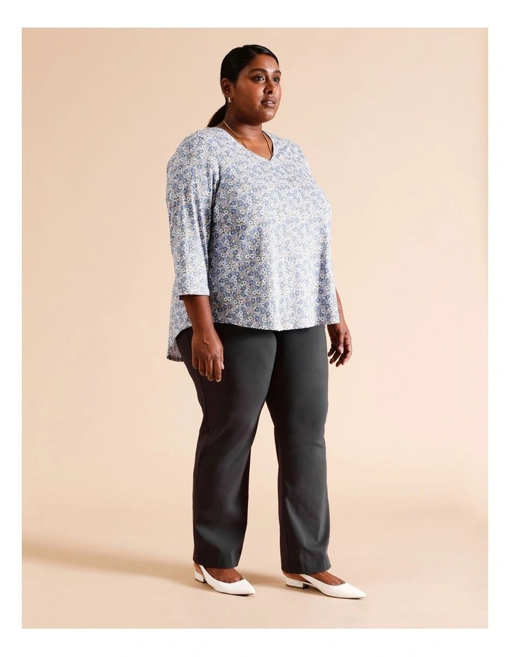 Viscose Blend Wardrobe Staple Straight F/L Pant in Charcoal image 3