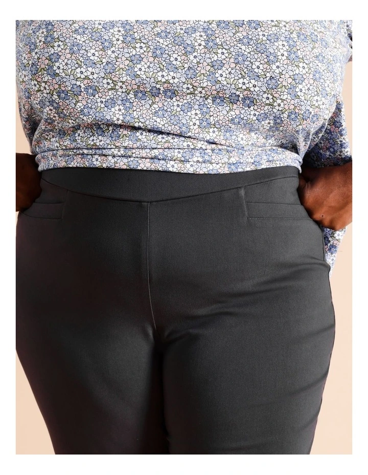 Viscose Blend Wardrobe Staple Straight F/L Pant in Charcoal image 4