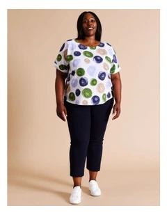 Viscose Blend Wardrobe Staple Stretch Crop Pant in Navy