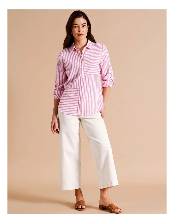 Regatta European Linen Blend Spliced Long Sleeve Shirt and Button Tab