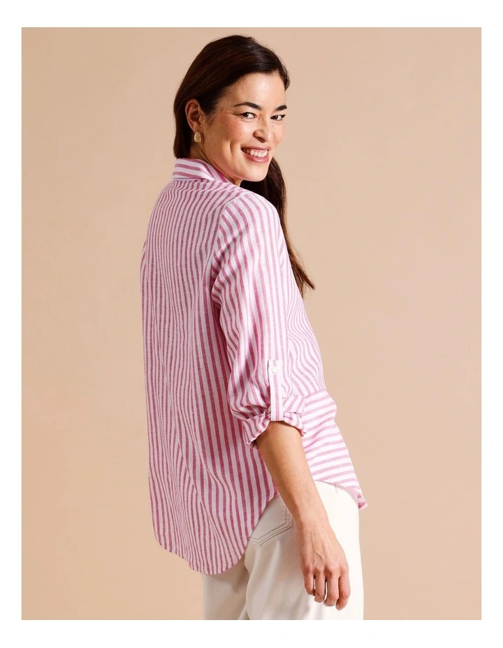 Regatta European Linen Blend Spliced Long Sleeve Shirt and Button Tab