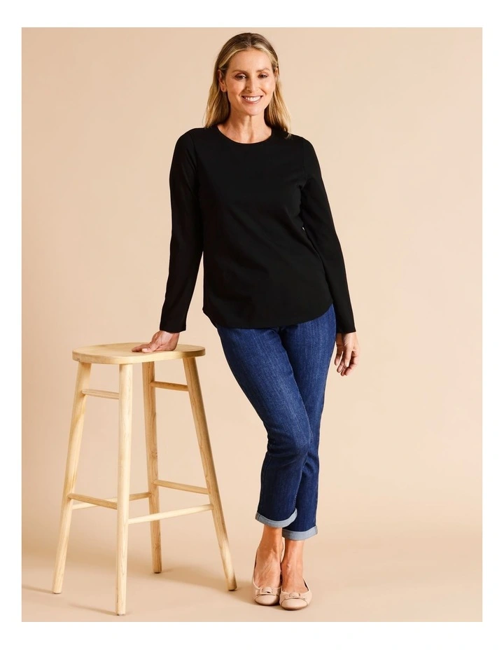 Organic Cotton Wardrobe Staple Long Sleeve Tee In Black image 1