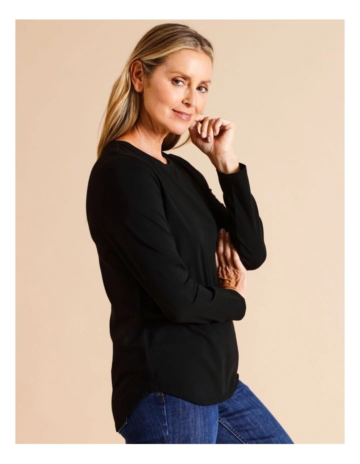 Organic Cotton Wardrobe Staple Long Sleeve Tee In Black image 2