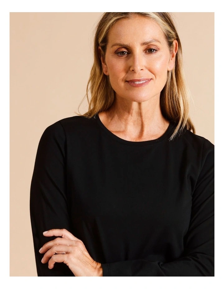 Organic Cotton Wardrobe Staple Long Sleeve Tee In Black image 3