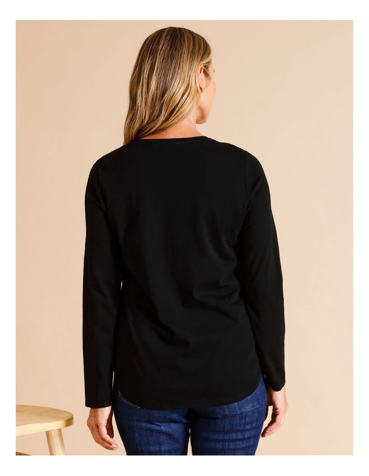 Organic Cotton Wardrobe Staple Long Sleeve Tee In Black image 5