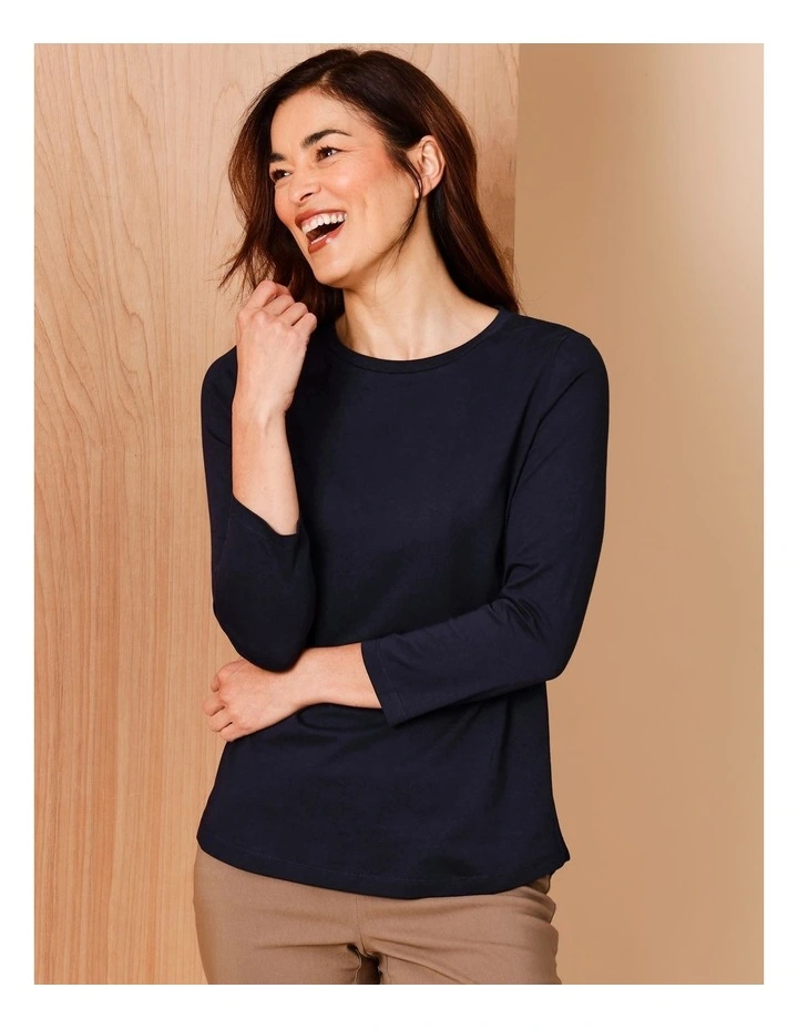 Wardrobe Staple 3/4 Sleeve Tee in Navy image 1