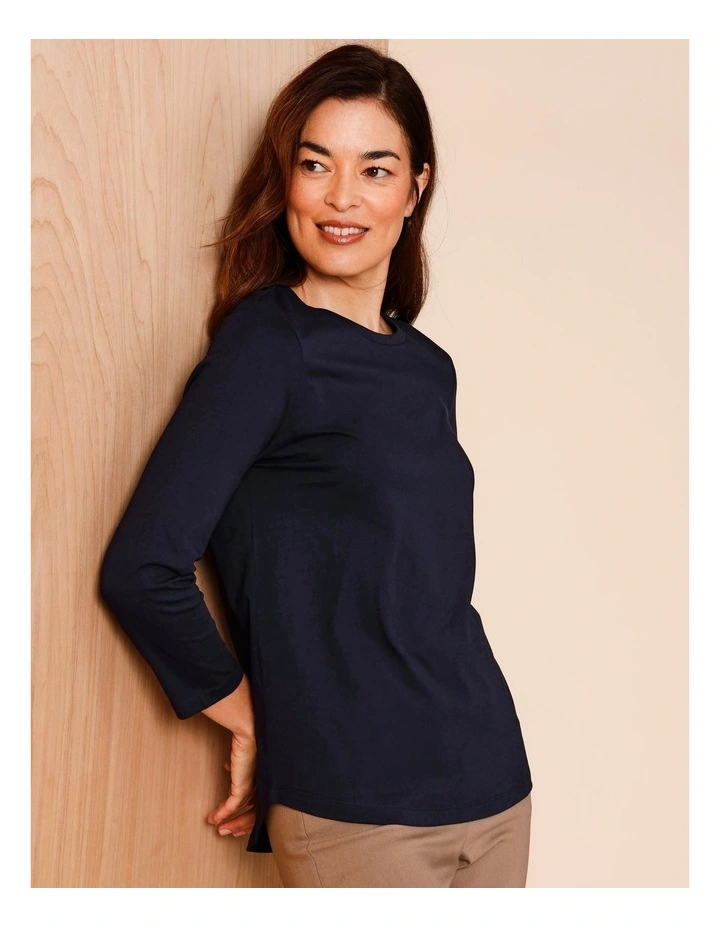 Wardrobe Staple 3/4 Sleeve Tee in Navy image 3