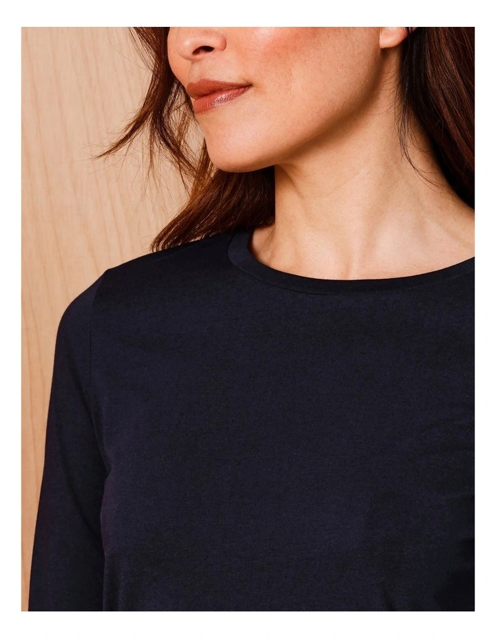 Wardrobe Staple 3/4 Sleeve Tee in Navy image 4