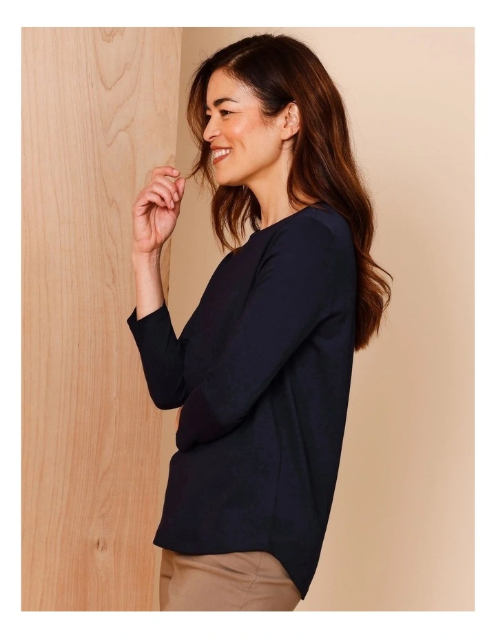 Wardrobe Staple 3/4 Sleeve Tee in Navy image 5