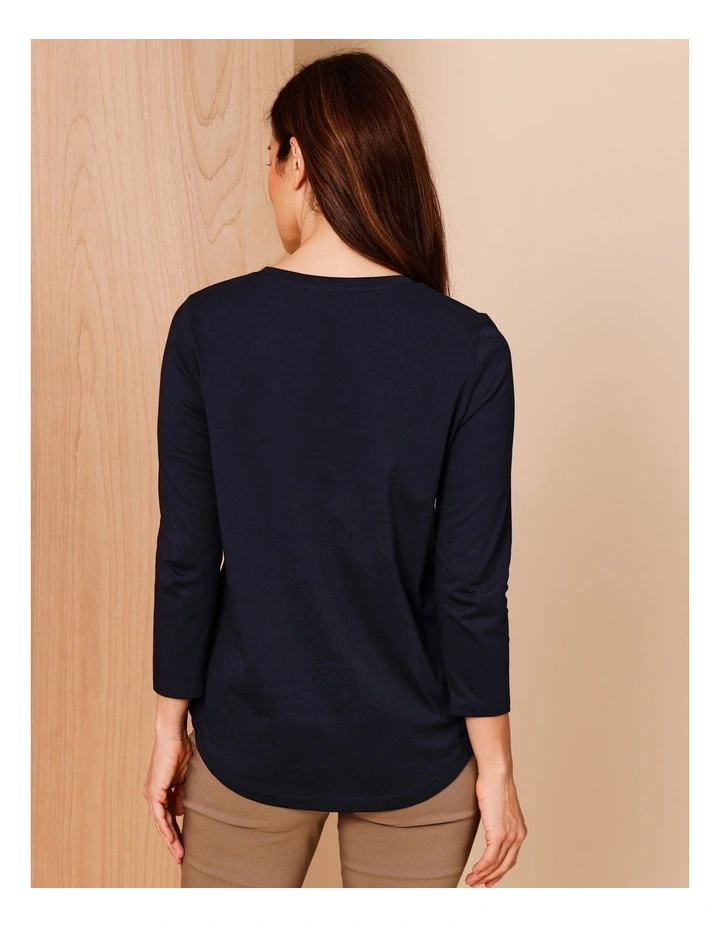 Wardrobe Staple 3/4 Sleeve Tee in Navy image 6