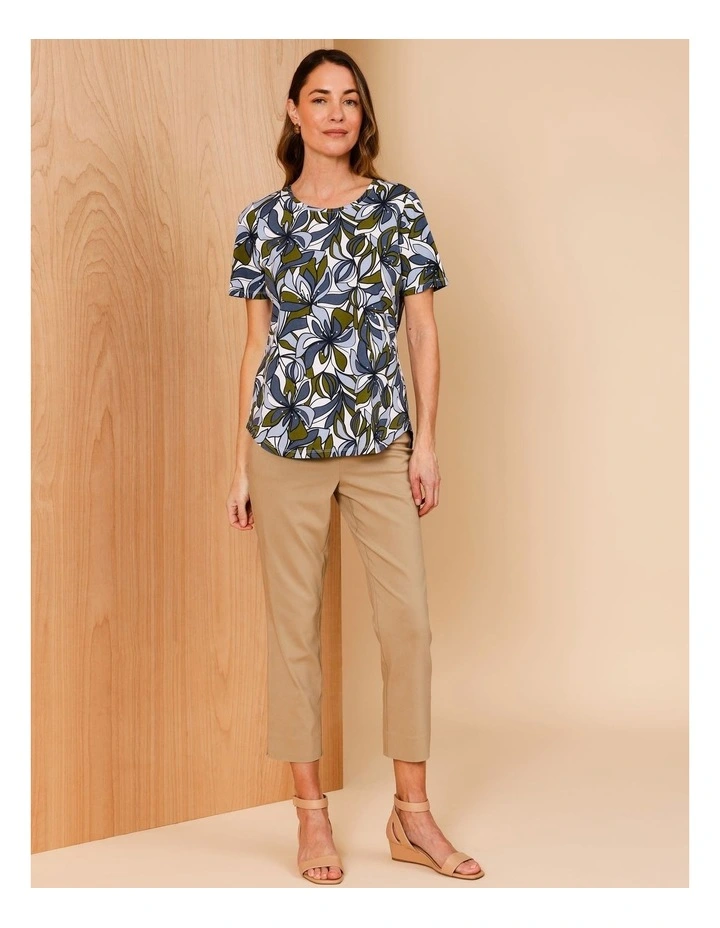 Wardrobe Staple Short Sleeve Tee In Blue/Green Tiger Lily Print image 2