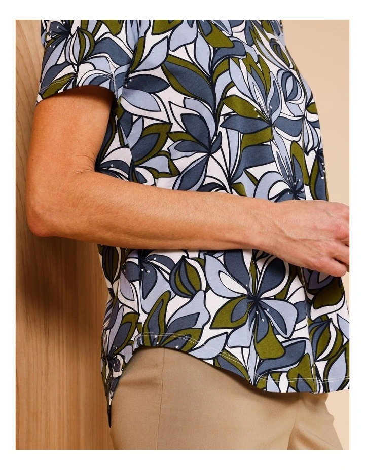 Wardrobe Staple Short Sleeve Tee In Blue/Green Tiger Lily Print image 4