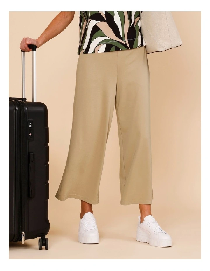 Wide Leg Crop Knit Pant With Pockets In Neutral image 1