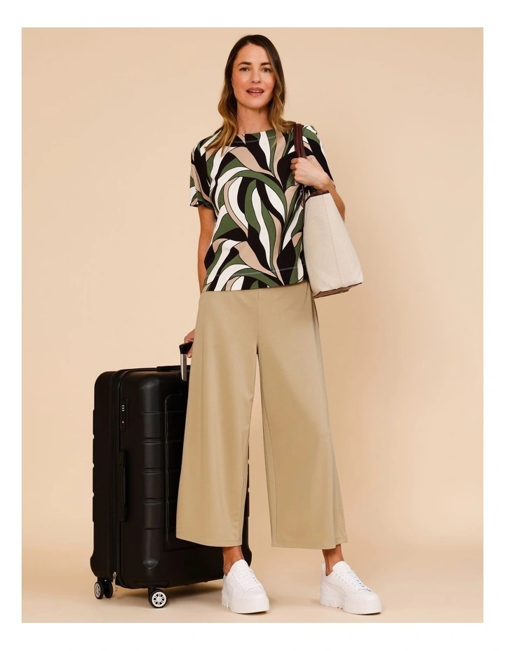 Wide Leg Crop Knit Pant With Pockets In Neutral image 2