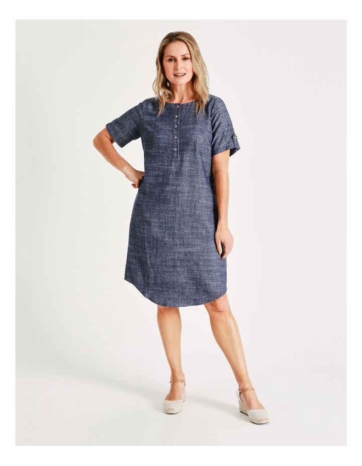 European Linen Blend Short Sleeve Shirt Dress With Pockets in