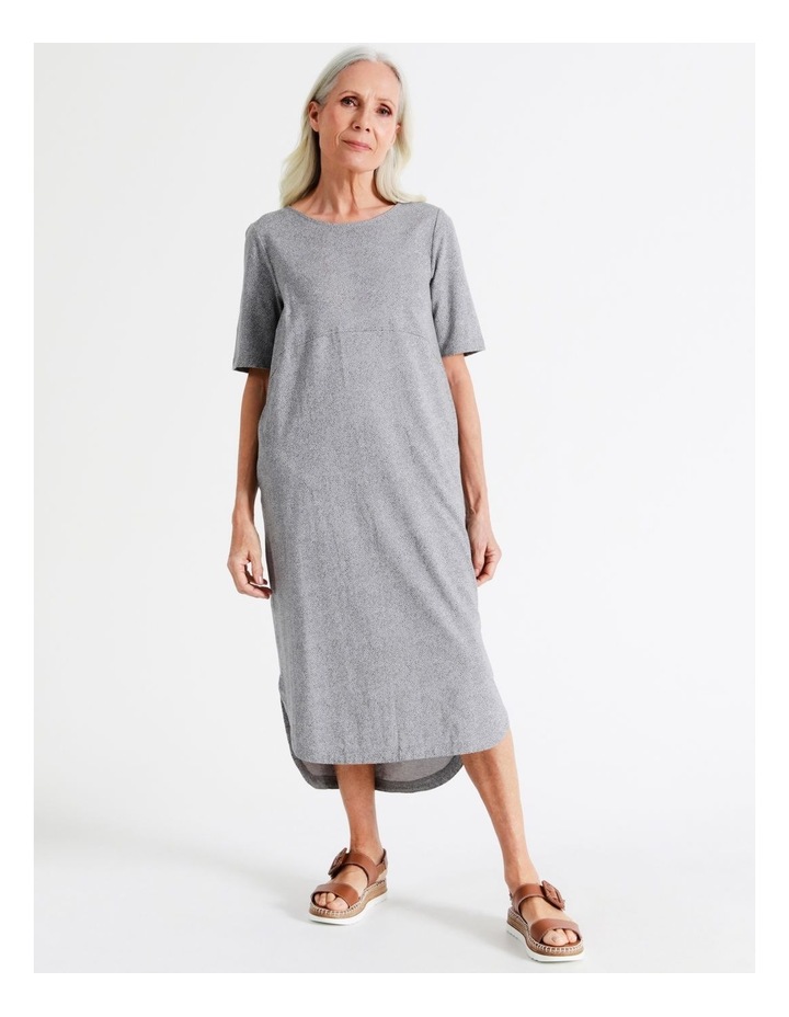 Organic Cotton Short Sleeve Knit Dress in Grey Marle/ Black Spot