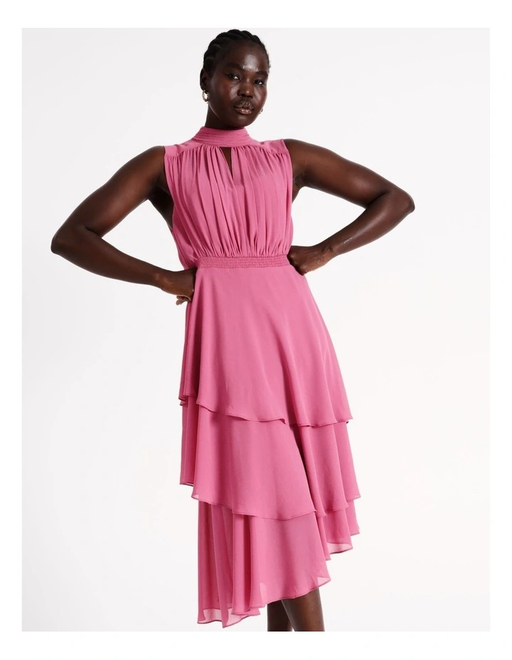 Wayne Cooper Ruffle Hem Midi Dress In Dusty Pink MYER