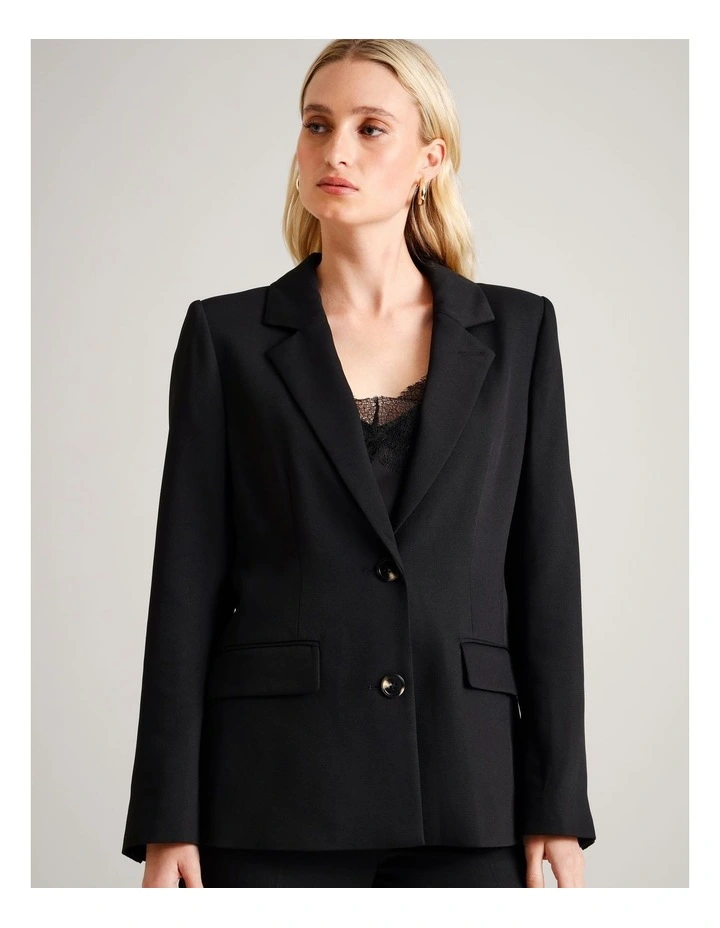 Single Breasted Blazer in Black image 3