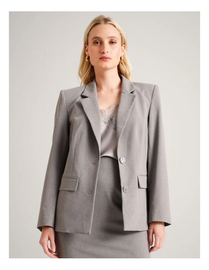 Single Breasted Blazer in Silver Grey image 1