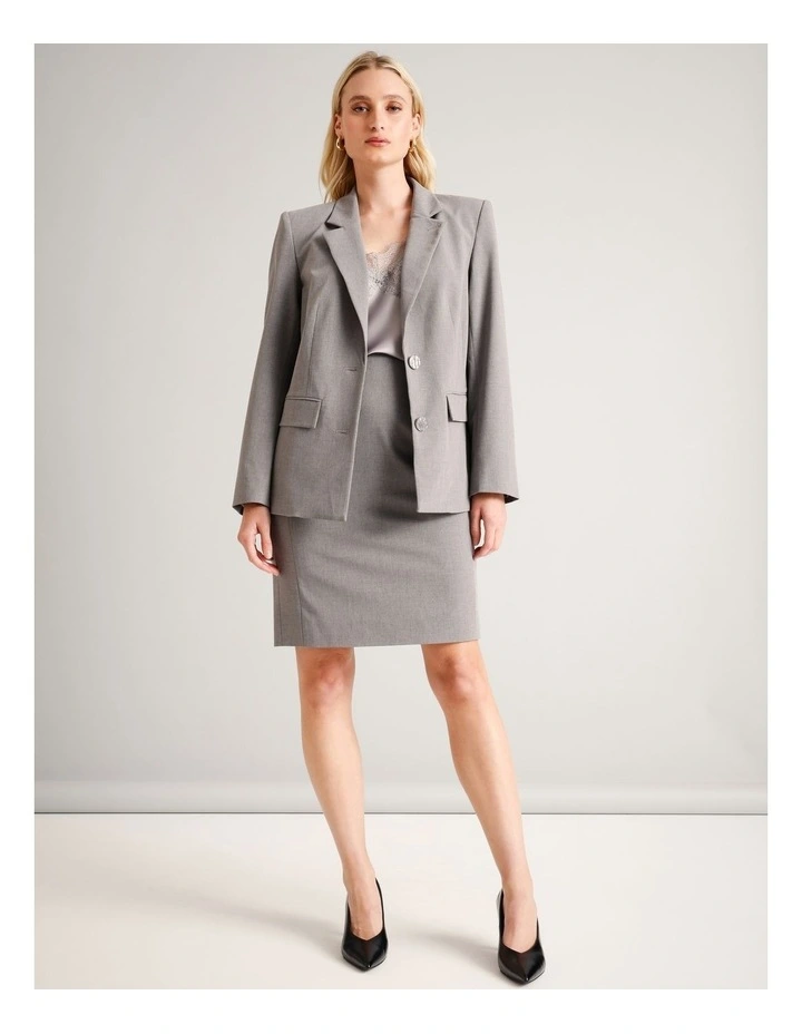 Single Breasted Blazer in Silver Grey image 2